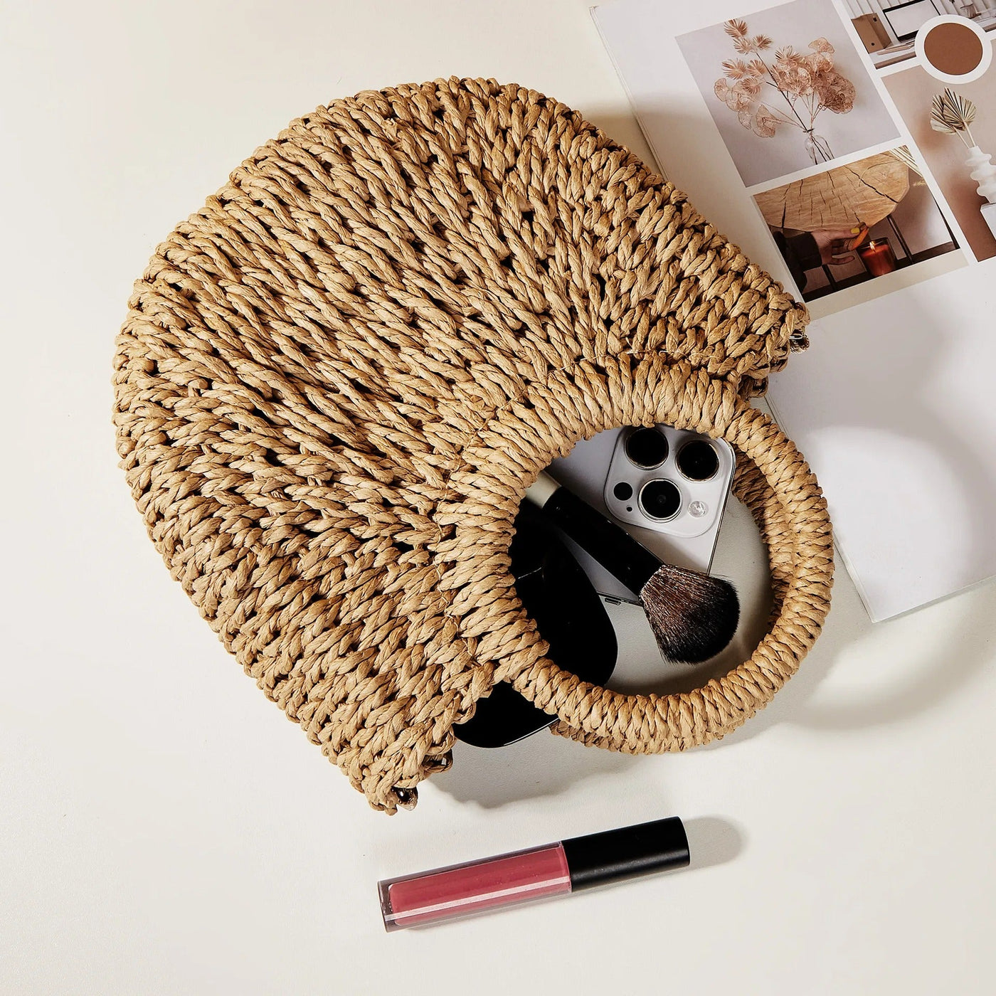 Bolso de mano mujer con asas redondas estilo playa - Noa