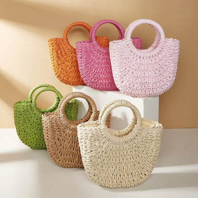 Bolso de mano mujer con asas redondas estilo playa - Noa