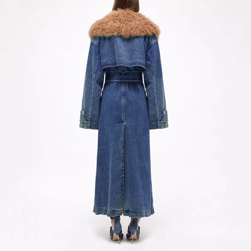 Danella - Trendy Jean Trench Coat para Mujer