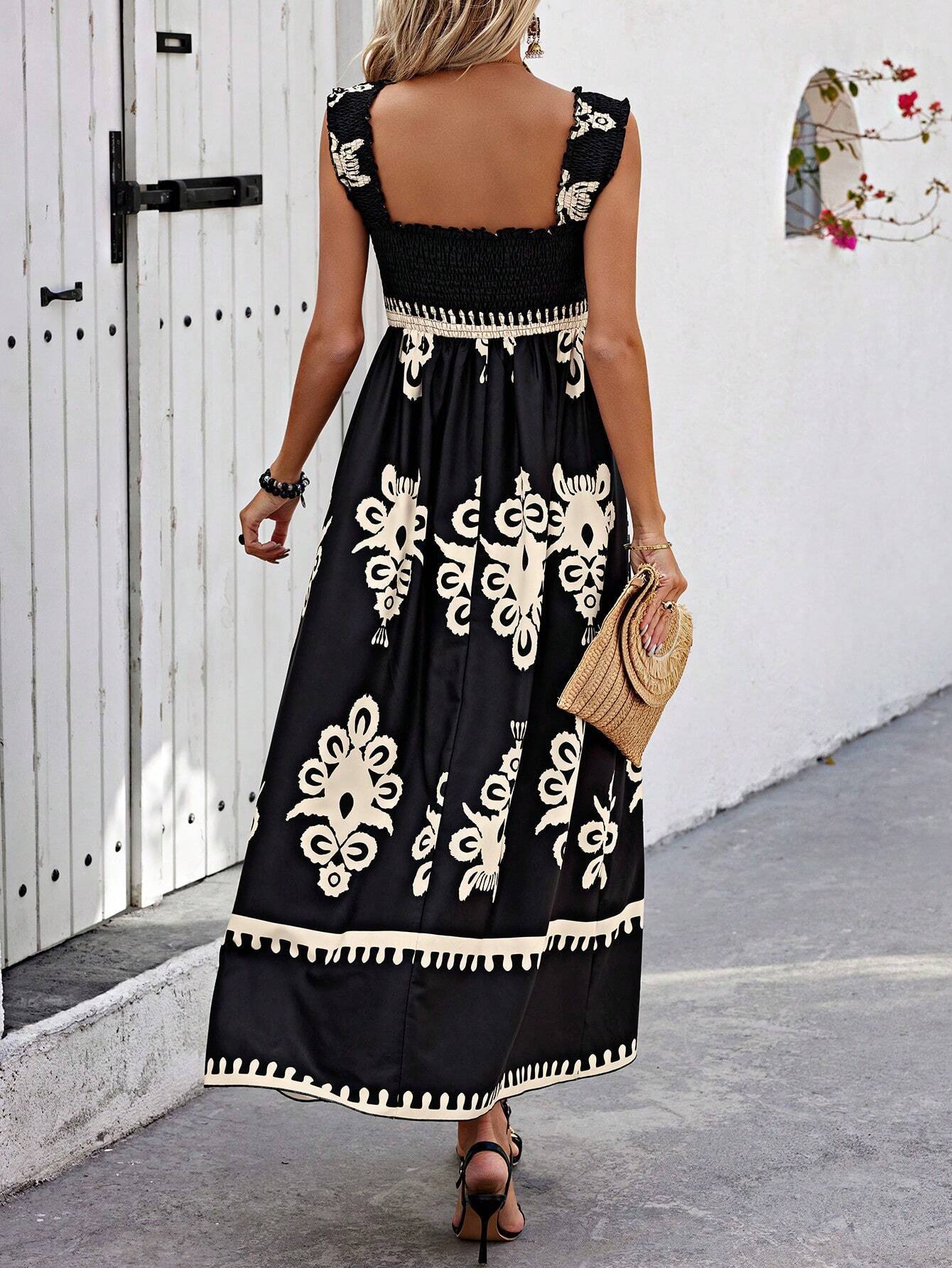 Vestido largo mujer estampado bohemio tirantes - Zahara