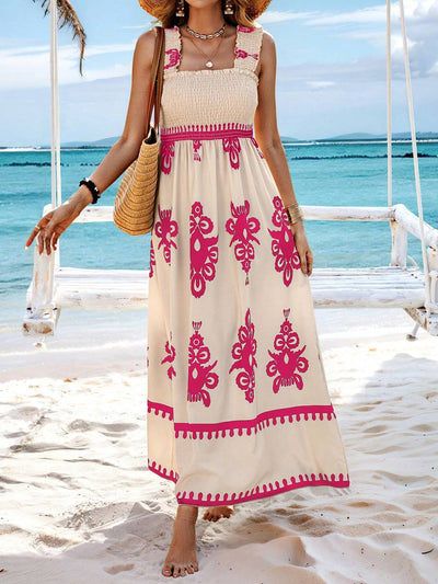 Vestido largo mujer estampado bohemio tirantes - Zahara