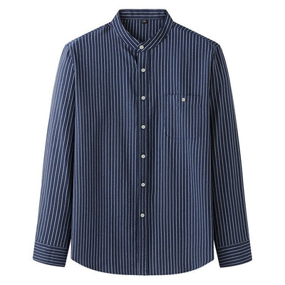 Camisa para hombre de rayas verticales cuello mao estilo casual - Iker