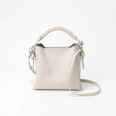 Bolso bucket para mujer de piel auténtica diseño estructurado - Celeste