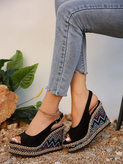 Sandalias de plataforma para mujer tejido étnico estilo cuña - Gabriela