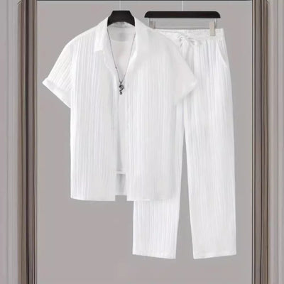 Conjunto para hombre de tela plisada estilo casual relajado - Damián