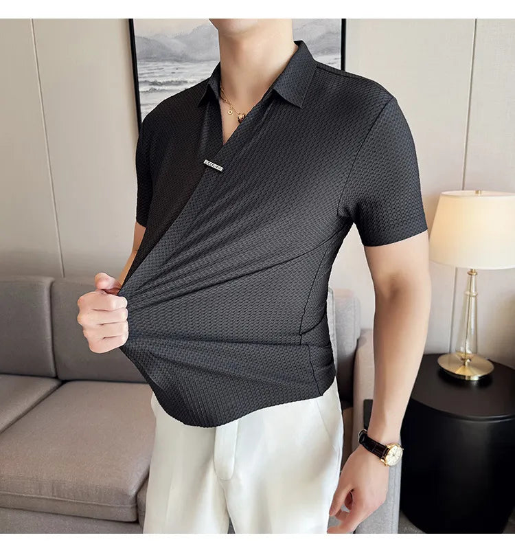 Polo hombre estilo británico textura gofre elegante - Lionel