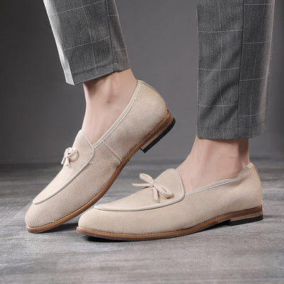 Mocasines hombre lazo decorativo cuero gamuza - Dorian