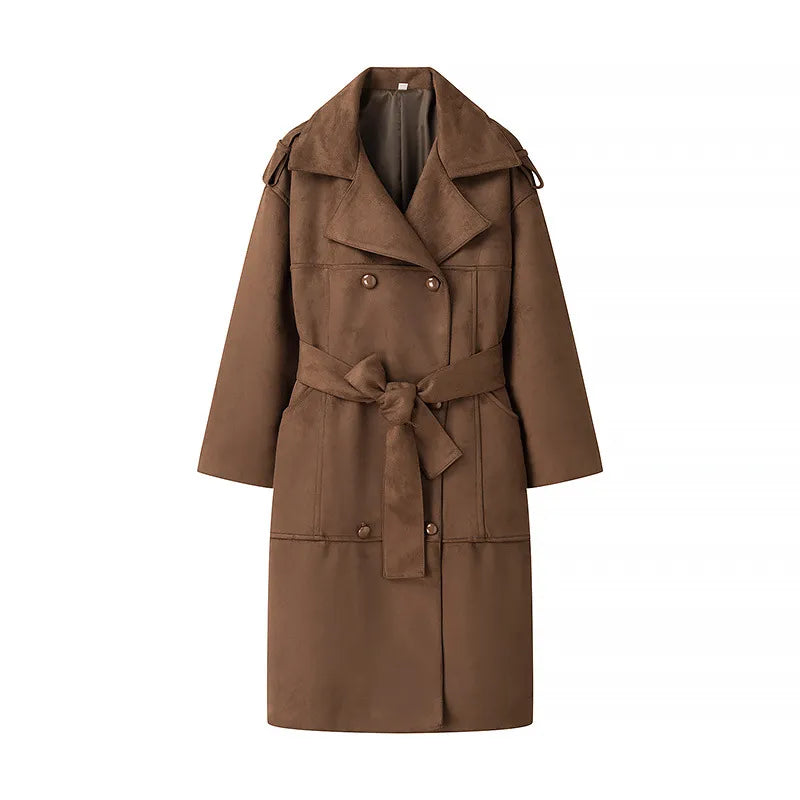 Gabardina cruzada con solapas de terciopelo - Alana