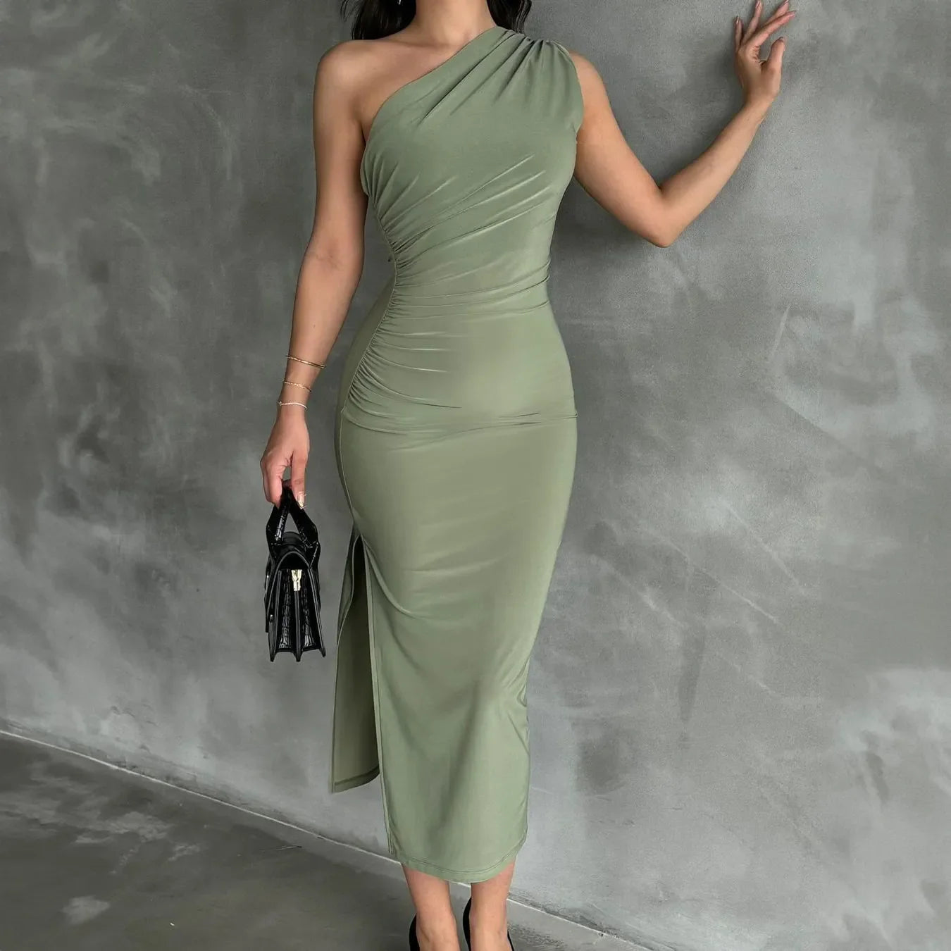 Vestido mujer elegante sin mangas abertura lateral - Alessia