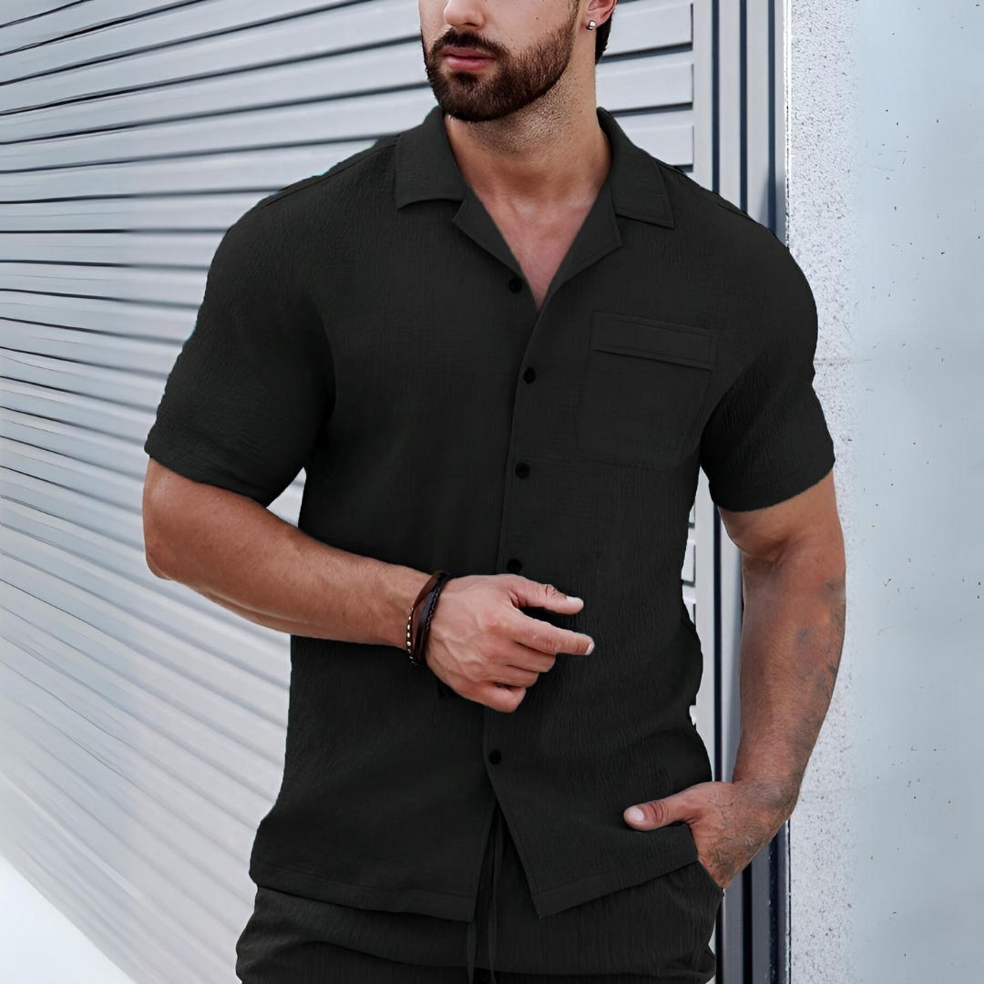 Arman - Blusa informal de hombre con cierre de botones