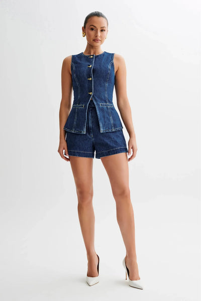 Saula - Conjunto de chaleco vaquero con pantalón corto