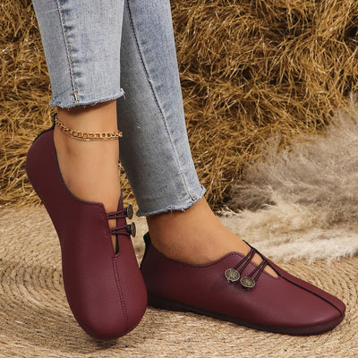 Zapatos planos para mujer ante suave con diseño artesanal - Teresa