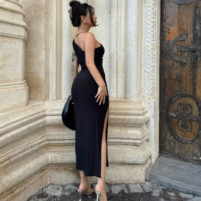 Vestido mujer elegante sin mangas abertura lateral - Alessia