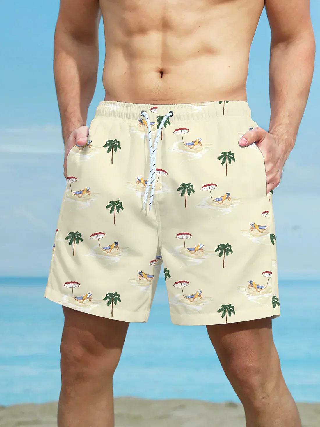 Tom - Pantalones cortos de playa con estampado de palmeras