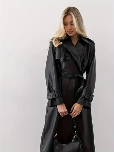 Gabardina de cuero con cinturón - Hayle