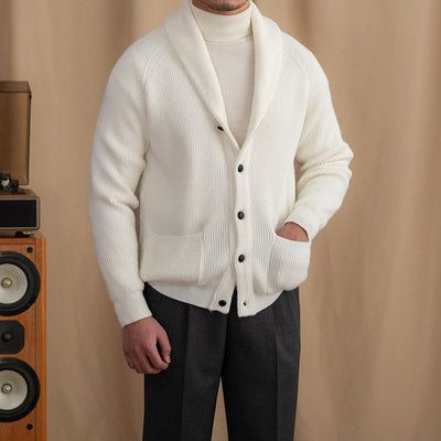 Cardigan elegante de punto para hombre con solapa clasica - Davide