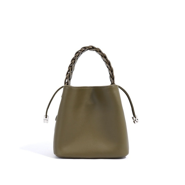 Bolso de mano para mujer de asa trenzada con efecto piel estilo bucket - Camila