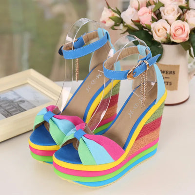 Sandalias de cuña para mujer de plataforma multicolor estilo veraniego - Mariana