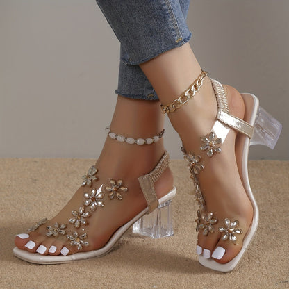 Sandy - Sandalias con tacón de strass