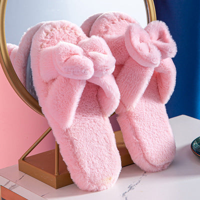 Zapatillas de felpa con lazo