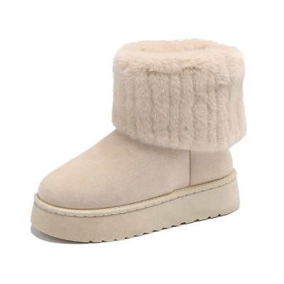 Botines para mujer estilo invernal con borde afelpado - Auralyn