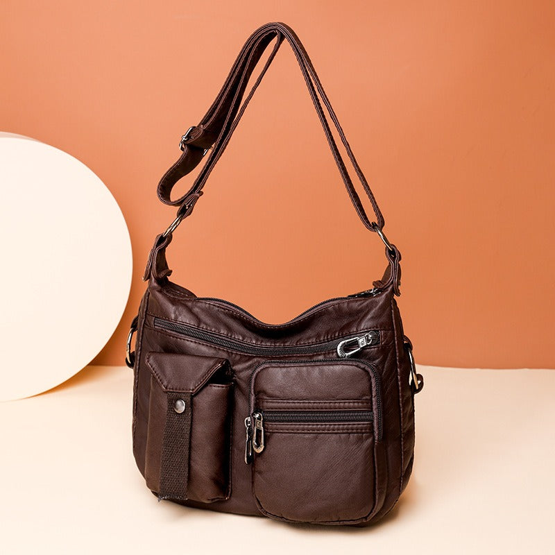 Bolso bandolera para mujer de cuero sintético multibolsillos estilo funcional - Ángela