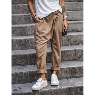 Pantalones cortos casual para mujer - Pernera ancha