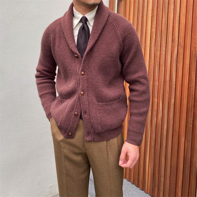Cardigan elegante de punto para hombre con solapa clasica - Davide