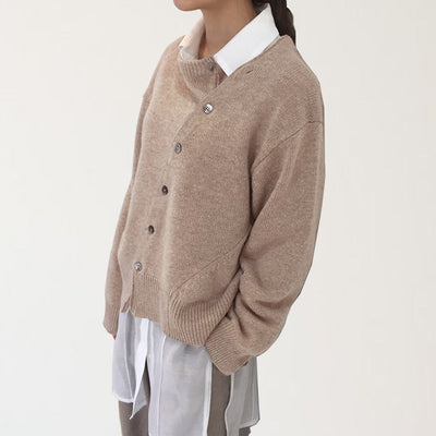 Cardigan de punto para mujer con cuello redondo - Arlena