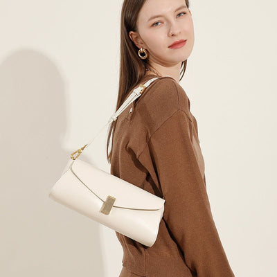 Bolso de hombro para mujer cuero sintético broche metálico elegante - Amandine