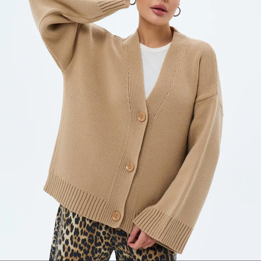 Cárdigan para mujer tejido grueso de corte relajado - Uveris