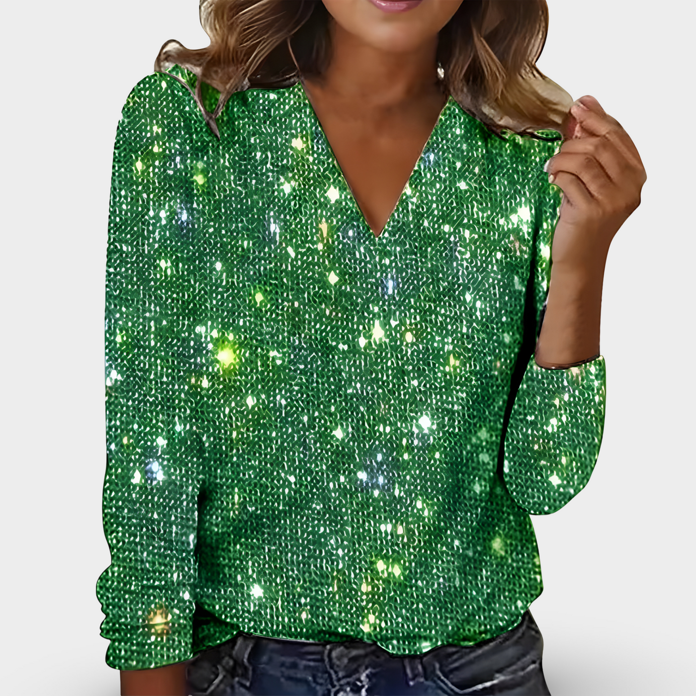 Kimberly - Lujosa camisa con cuello en V, elegante y con estilo