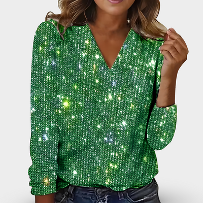 Kimberly - Lujosa camisa con cuello en V, elegante y con estilo