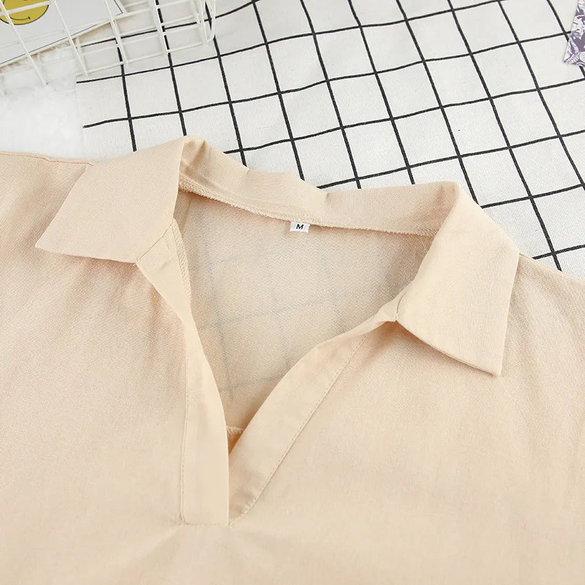 Velia - Conjunto de top de manga corta con cuello de pico y pantalón de cintura alta