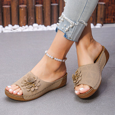 Sandalias mujer cuña flor decorativa - Calista