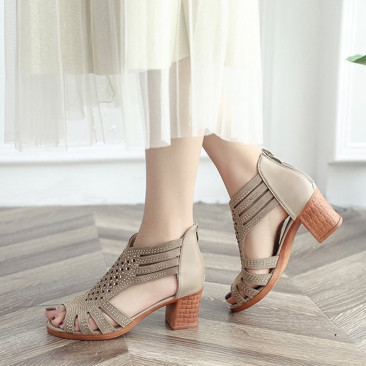 Sandalias mujer tacón medio diseño romano - Elvira