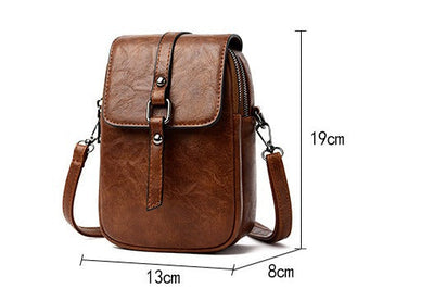 Bolso bandolera para mujer de piel sintética con bolsillo frontal estilo compacto - Daniela