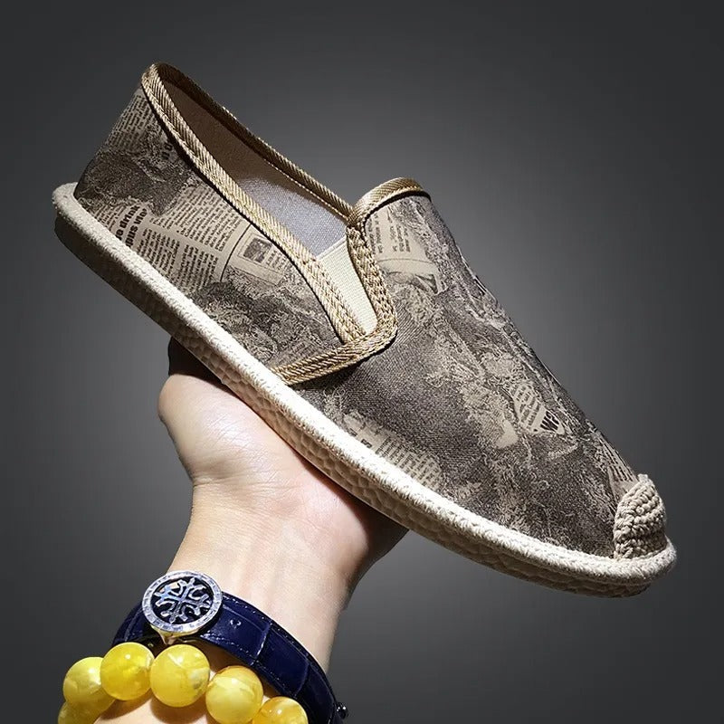 Zapatos planos hombre sin cordones diseño periódico - Arlen
