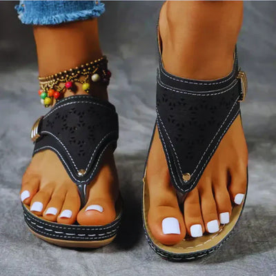 Celine - Sandalias de cuña para mujer con puntera de clip en piel de PU