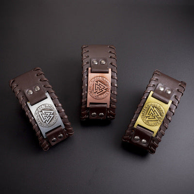Pulsera Vikinga de Cuero Hombre - Leif