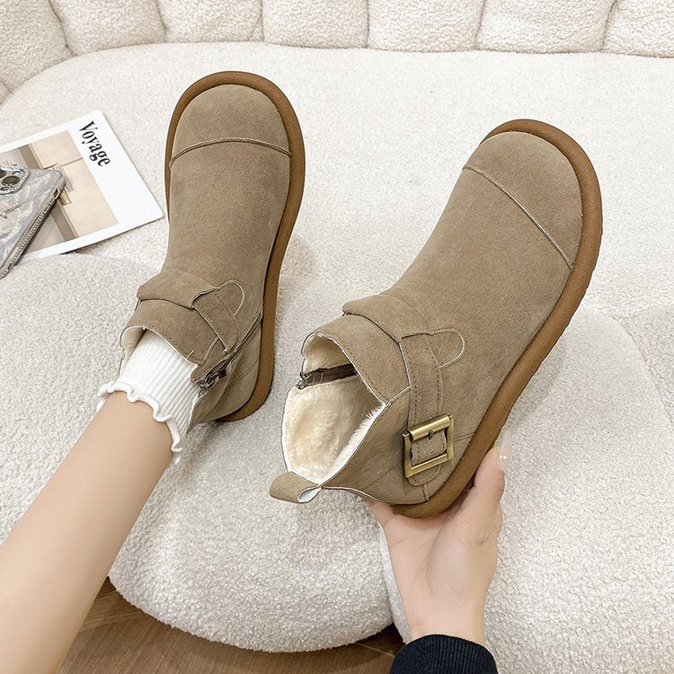 Botines de invierno para mujer en ante con hebilla lateral - Estelle