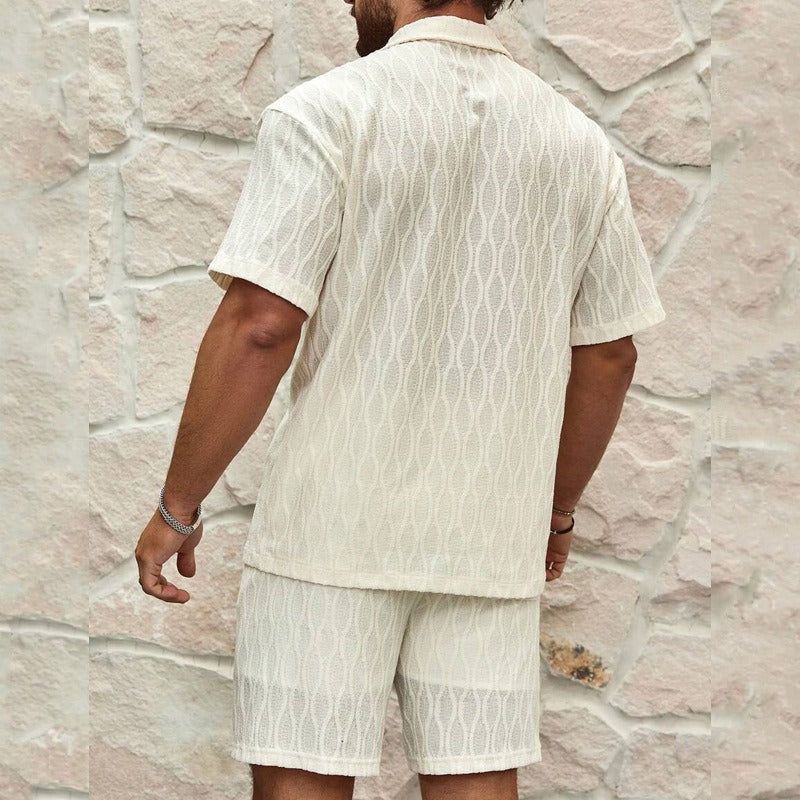 Conjunto playero hombre tejido transpirable crema - Dante