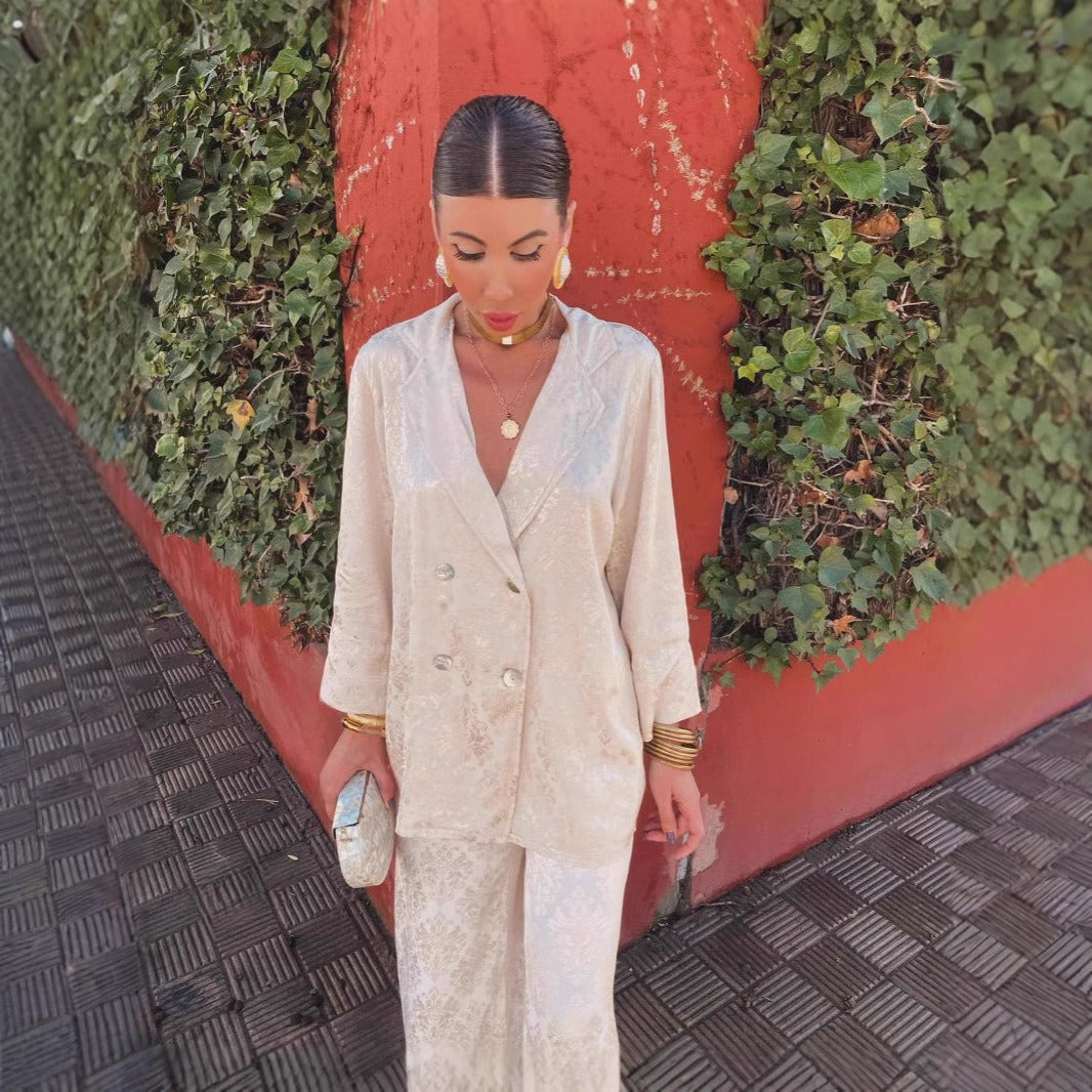 Conjunto pantalón y blazer mujer estampado floral - Venera
