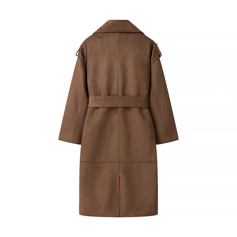 Gabardina cruzada con solapas de terciopelo - Alana