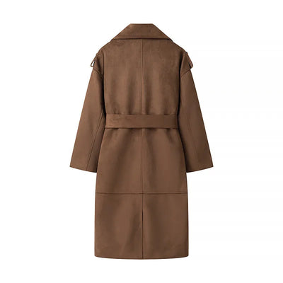 Gabardina cruzada con solapas de terciopelo - Alana