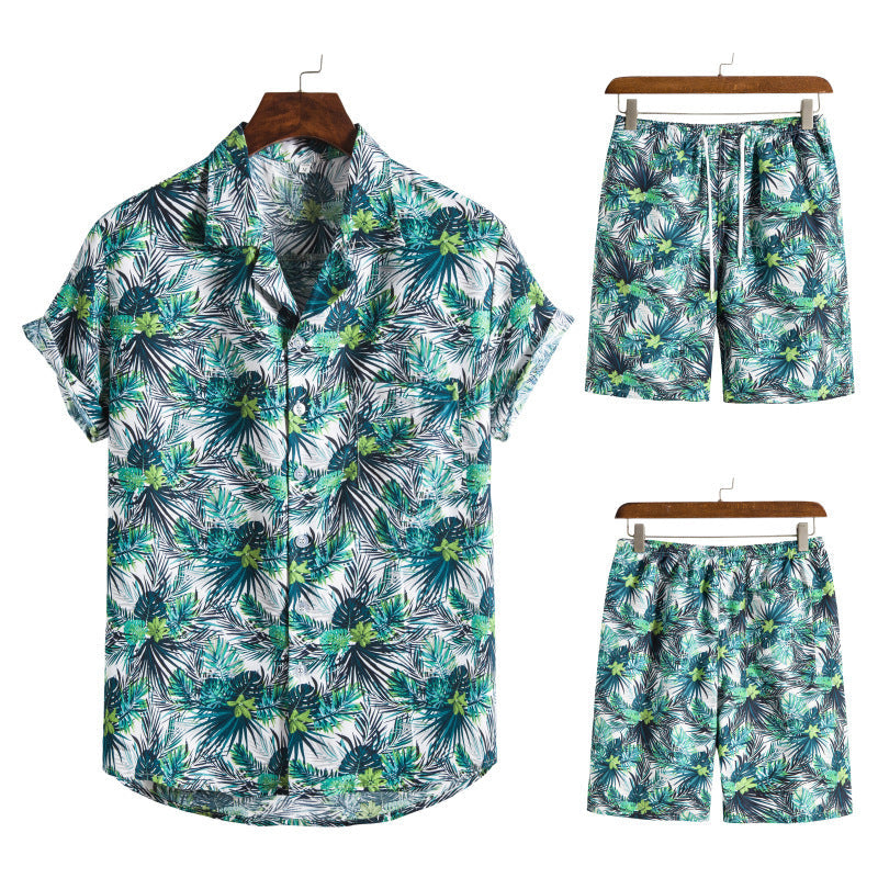 Elegante conjunto de ocio hawaiano para hombre (2 piezas)