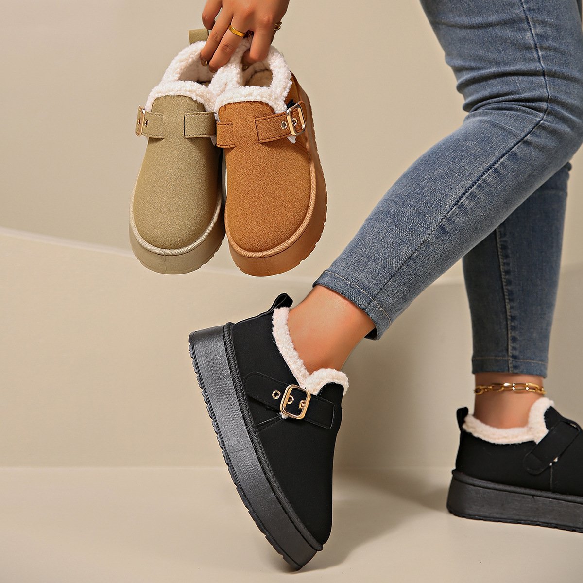 Botines para mujer efecto gamuza con hebilla - Nidia