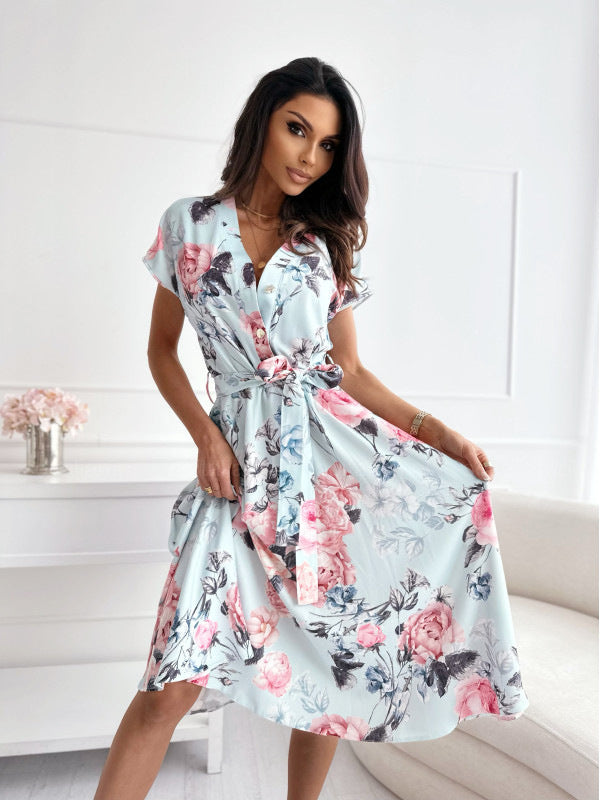 Vestido mujer estampado floral manga corta - Mirella