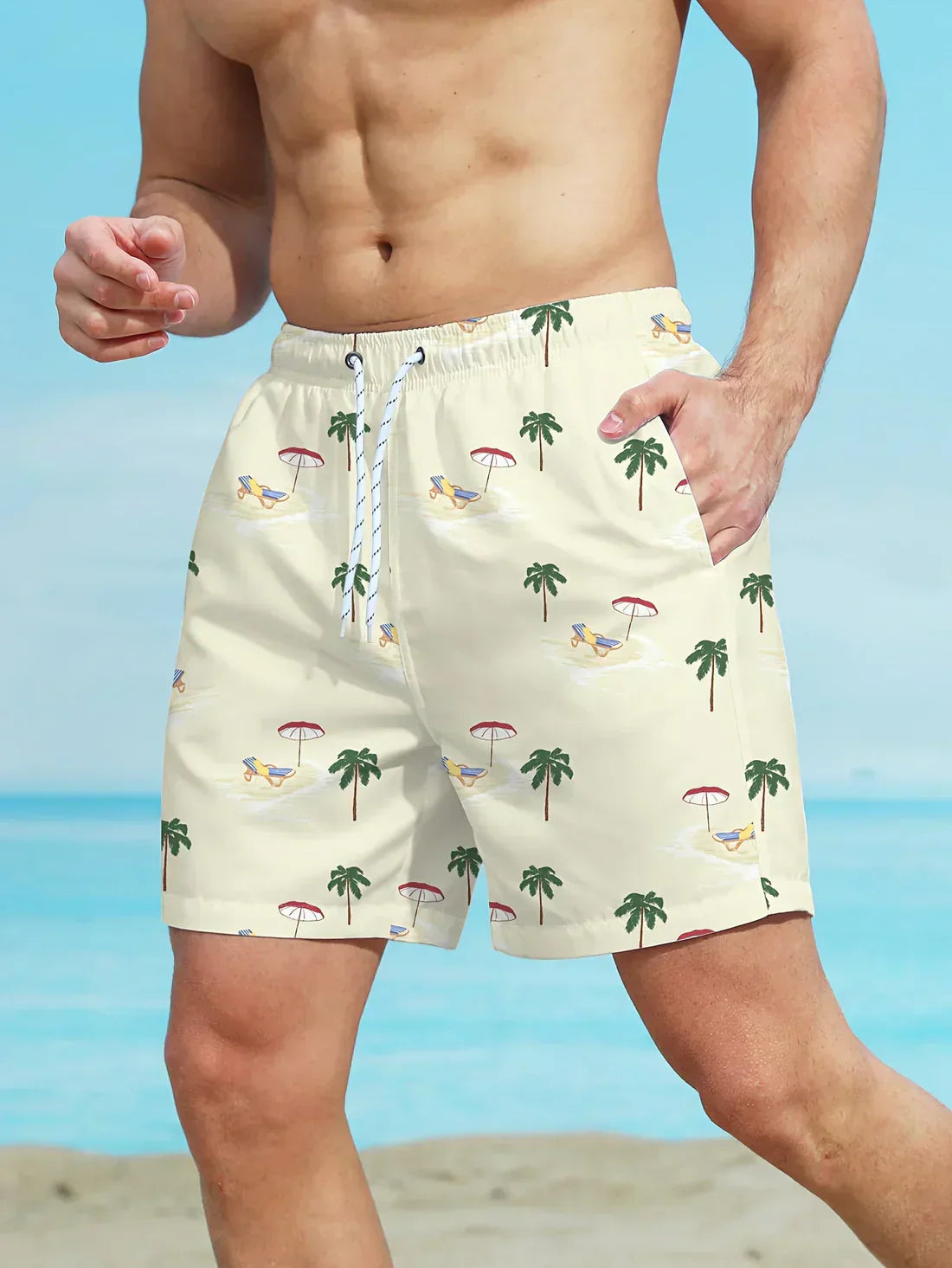 Tom - Pantalones cortos de playa con estampado de palmeras