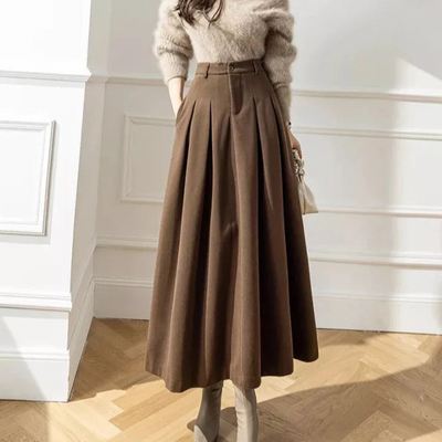 Falda plisada con cintura alta para mujer - Casual